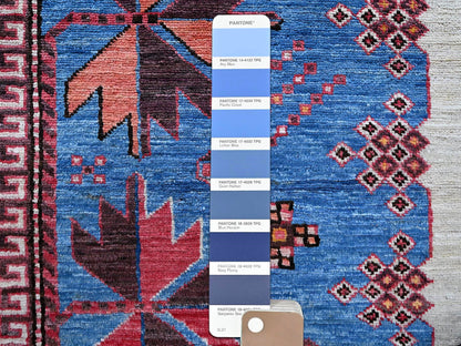 Blue 6'0" x 7'8" Kazak Hand knotted Wool Rug - Sku: O0583