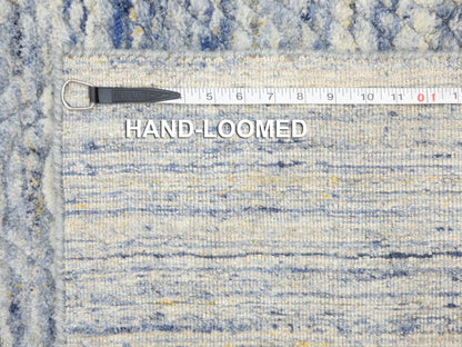 Grey 2'6" x 9'9" Modern / Contemporary Handloom Wool Rug - Sku: O058402