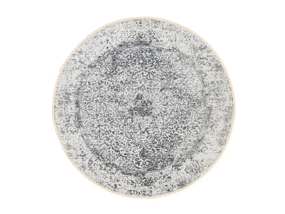Grey 7'0" x 7'0" Modern / Contemporary Hand knotted Wool/Silk Rug - Sku: O058408