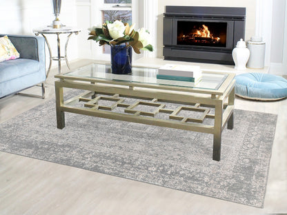 Grey 5'10" x 9'1" Modern / Contemporary Handloom Wool/Silk Rug - Sku: O058409