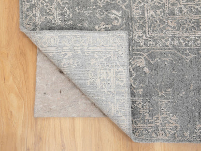 Grey 5'10" x 9'1" Modern / Contemporary Handloom Wool/Silk Rug - Sku: O058409