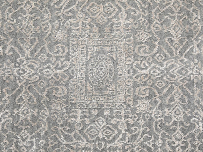 Grey 5'10" x 9'1" Modern / Contemporary Handloom Wool/Silk Rug - Sku: O058409