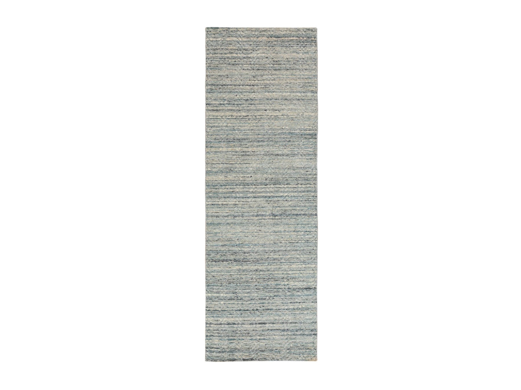 Modern / Contemporary hand-knotted wool runner in Green, 2'6" x 7'10" — SKU O058421