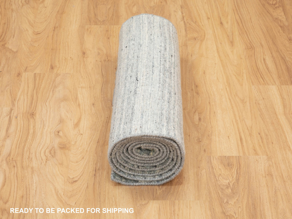 Modern / Contemporary hand-knotted wool runner in Green, 2'6" x 7'10" — SKU O058422 (view 6)