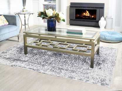 Grey 6'0" x 9'2" Transitional Hand knotted Wool/Silk Rug - Sku: O058423