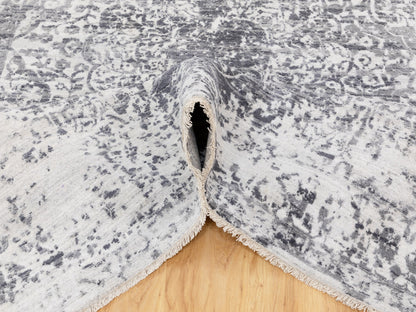 Grey 6'0" x 9'2" Transitional Hand knotted Wool/Silk Rug - Sku: O058423