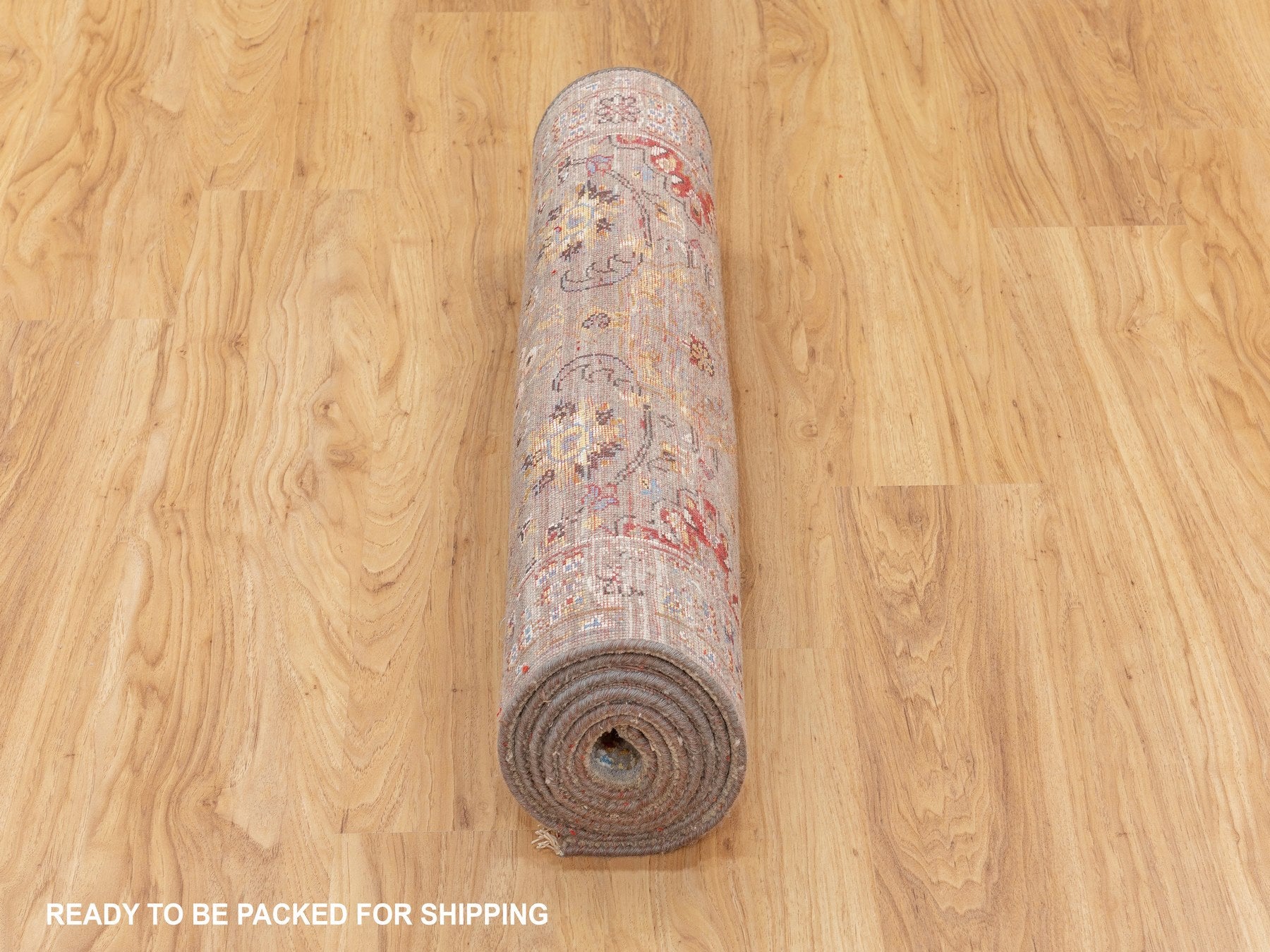 Transitional hand-knotted wool/pure silk runner in Beige, 2'9" x 7'10" — SKU O058440 (view 6)