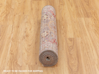 Transitional hand-knotted wool/pure silk runner in Beige, 2'9" x 7'10" — SKU O058440 (view 6)