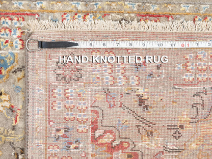 Transitional hand-knotted wool/pure silk runner in Beige, 2'9" x 7'10" — SKU O058440 (view 8)