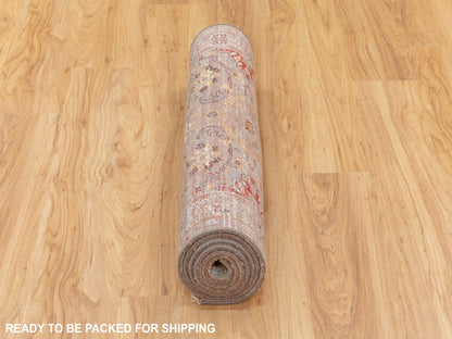 Transitional hand-knotted wool/pure silk runner in Beige, 2'8" x 7'10" — SKU O058441 (view 6)
