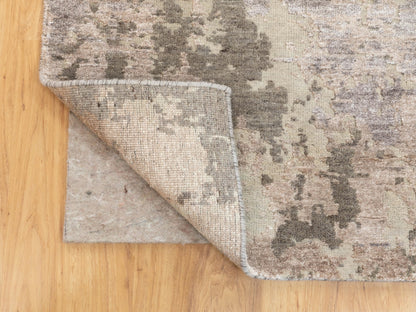 Grey 2'8" x 9'7" Modern / Contemporary Hand knotted Wool Rug - Sku: O058444