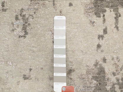 Grey 2'8" x 9'7" Modern / Contemporary Hand knotted Wool Rug - Sku: O058444