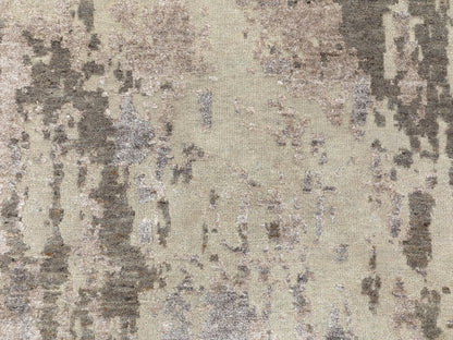 Grey 2'8" x 9'7" Modern / Contemporary Hand knotted Wool Rug - Sku: O058444