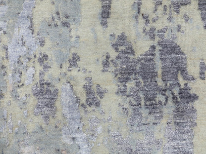 Grey 2'8" x 7'10" Modern / Contemporary Hand knotted Wool Rug - Sku: O058446