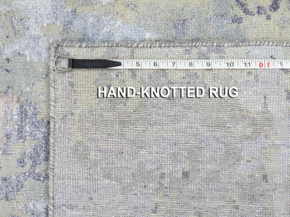 Grey 2'8" x 7'10" Modern / Contemporary Hand knotted Wool Rug - Sku: O058446