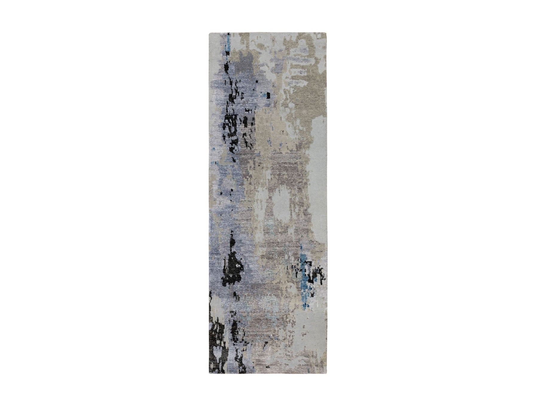 Gray 2'4" x 7'5" Modern / Contemporary Hand knotted Wool/Silk Rug - Sku: O058457