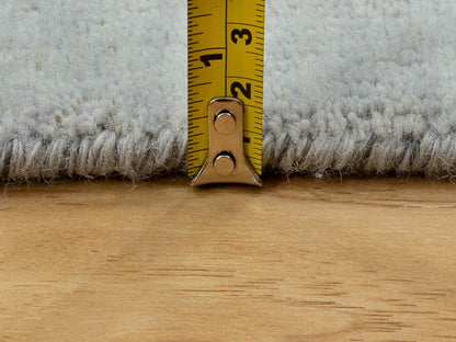 Grey 2'4" x 7'5" Modern / Contemporary Hand knotted Wool/Silk Rug - Sku: O058457