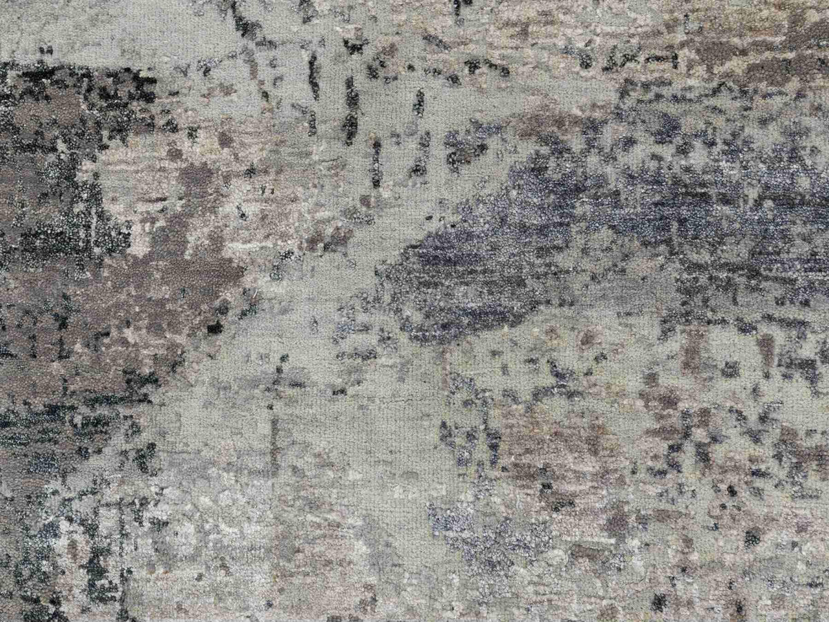 Modern / Contemporary hand-knotted wool/silk runner in Gray, 2'8" x 7'8" — SKU O058458 (view 5)