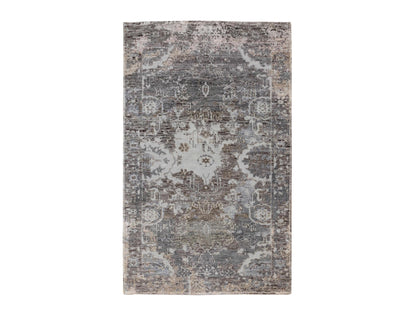 Grey 3'0" x 4'10" Modern / Contemporary Hand knotted Wool/Silk Rug - Sku: O058461