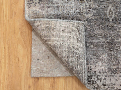 Grey 3'0" x 4'10" Modern / Contemporary Hand knotted Wool/Silk Rug - Sku: O058461