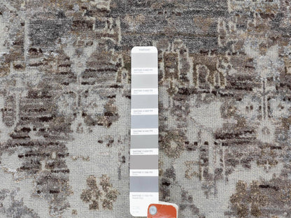 Grey 3'0" x 4'10" Modern / Contemporary Hand knotted Wool/Silk Rug - Sku: O058461