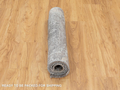 Grey 3'0" x 4'10" Modern / Contemporary Hand knotted Wool/Silk Rug - Sku: O058461