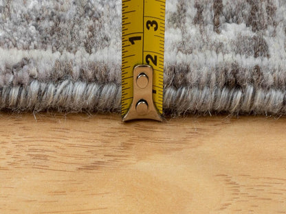 Grey 3'0" x 4'10" Modern / Contemporary Hand knotted Wool/Silk Rug - Sku: O058461