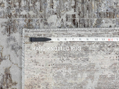 Grey 3'0" x 4'10" Modern / Contemporary Hand knotted Wool/Silk Rug - Sku: O058461