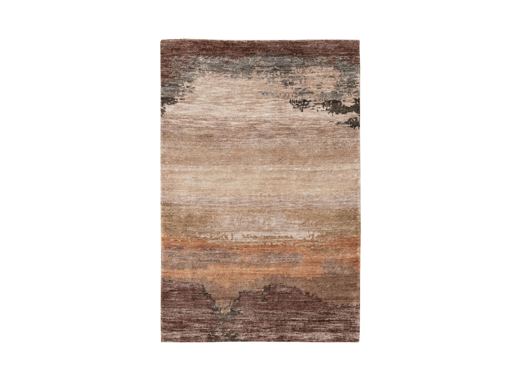 Modern / Contemporary hand-knotted wool/silk rug in Brown, 3' x 5' — SKU O058462