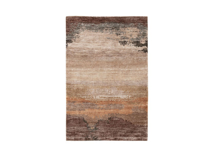 Modern / Contemporary hand-knotted wool/silk rug in Brown, 3' x 5' — SKU O058462