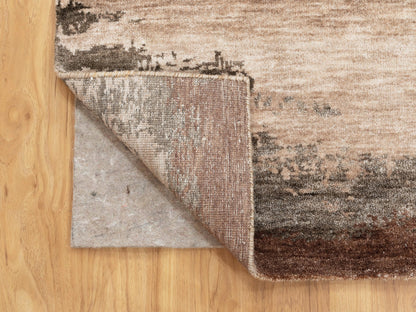 Modern / Contemporary hand-knotted wool/silk rug in Brown, 3' x 5' — SKU O058462 (view 3)