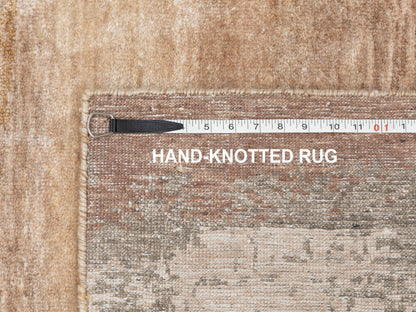 Modern / Contemporary hand-knotted wool/silk rug in Brown, 3' x 5' — SKU O058462 (view 8)