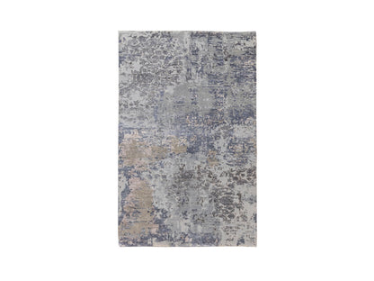 Grey 3'0" x 5'0" Modern / Contemporary Hand knotted Wool/Silk Rug - Sku: O058463