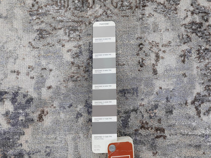 Grey 3'0" x 5'0" Modern / Contemporary Hand knotted Wool/Silk Rug - Sku: O058463