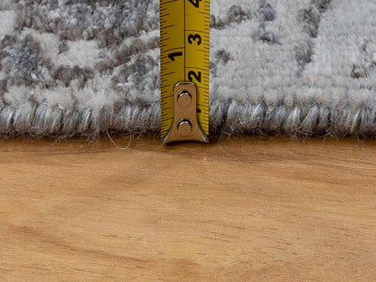 Grey 3'0" x 5'0" Modern / Contemporary Hand knotted Wool/Silk Rug - Sku: O058463