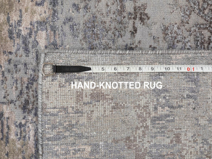 Grey 3'0" x 5'0" Modern / Contemporary Hand knotted Wool/Silk Rug - Sku: O058463