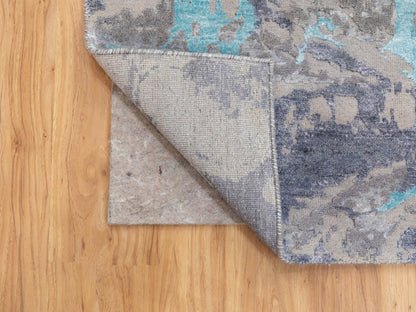 Grey 3'0" x 5'0" Modern / Contemporary Hand knotted Wool/Silk Rug - Sku: O058464