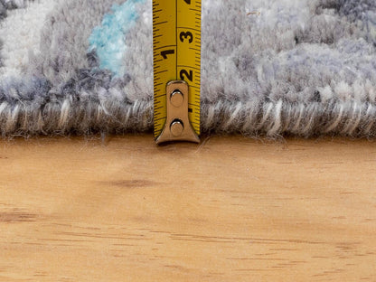 Grey 3'0" x 5'0" Modern / Contemporary Hand knotted Wool/Silk Rug - Sku: O058464