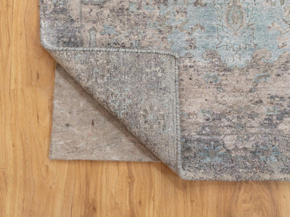 Grey 3'0" x 5'0" Modern / Contemporary Hand knotted Wool/Silk Rug - Sku: O058465