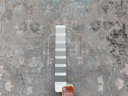 Grey 3'0" x 5'0" Modern / Contemporary Hand knotted Wool/Silk Rug - Sku: O058465
