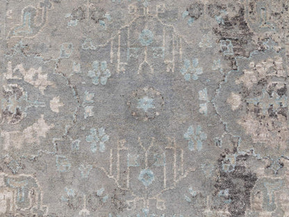 Grey 3'0" x 5'0" Modern / Contemporary Hand knotted Wool/Silk Rug - Sku: O058465