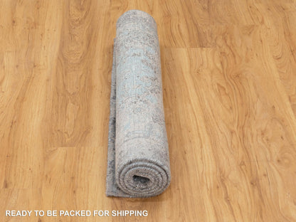 Grey 3'0" x 5'0" Modern / Contemporary Hand knotted Wool/Silk Rug - Sku: O058465