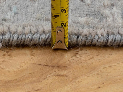 Grey 3'0" x 5'0" Modern / Contemporary Hand knotted Wool/Silk Rug - Sku: O058465