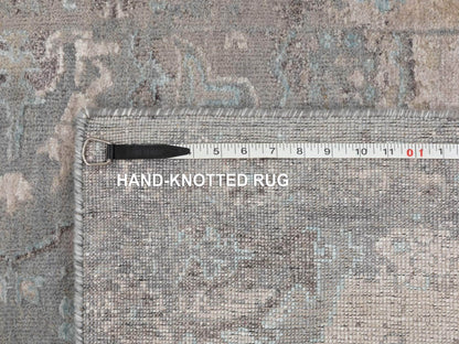 Grey 3'0" x 5'0" Modern / Contemporary Hand knotted Wool/Silk Rug - Sku: O058465