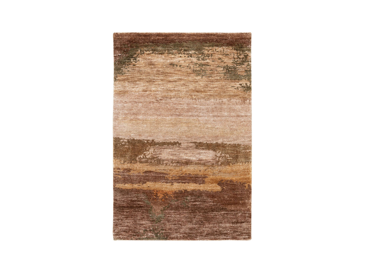 Modern / Contemporary hand-knotted wool/silk rug in Brown, 3' x 5' — SKU O058467