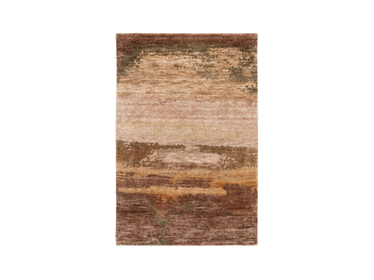 Modern / Contemporary hand-knotted wool/silk rug in Brown, 3' x 5' — SKU O058467