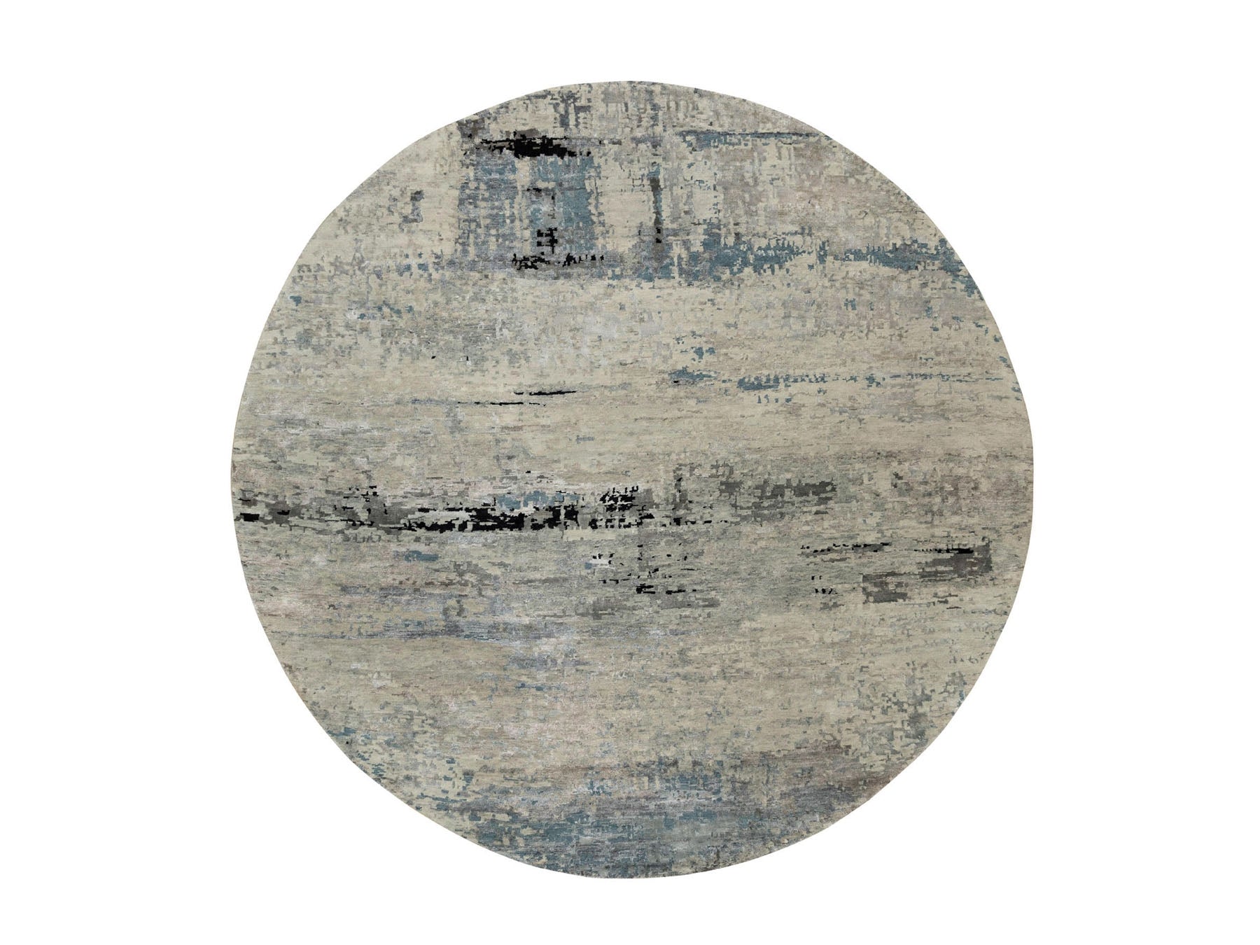 Modern / Contemporary hand-knotted wool/silk rug in Beige, 10' x 10' — SKU O058480