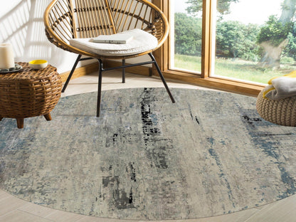 Modern / Contemporary hand-knotted wool/silk rug in Beige, 10' x 10' — SKU O058480 (view 2)