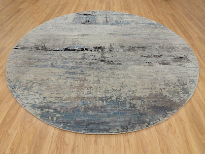 Modern / Contemporary hand-knotted wool/silk rug in Beige, 10' x 10' — SKU O058480 (view 3)