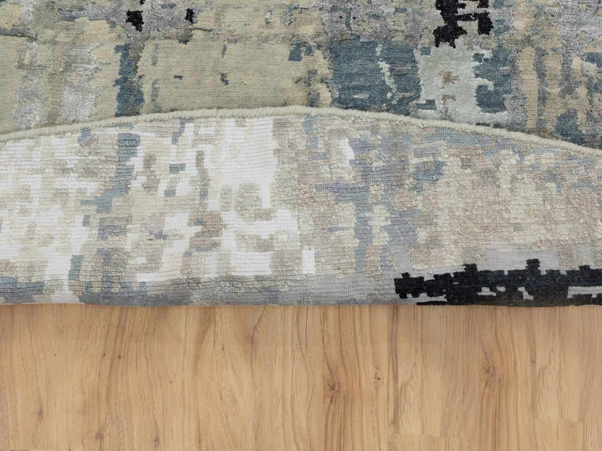 Modern / Contemporary hand-knotted wool/silk rug in Beige, 10' x 10' — SKU O058480 (view 5)